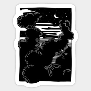 Night sky clouds Sticker